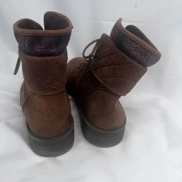 American Eagle Brown Lace Up Plaid Contrast Ankle Bootie Size 8 - Picture 3 of 10